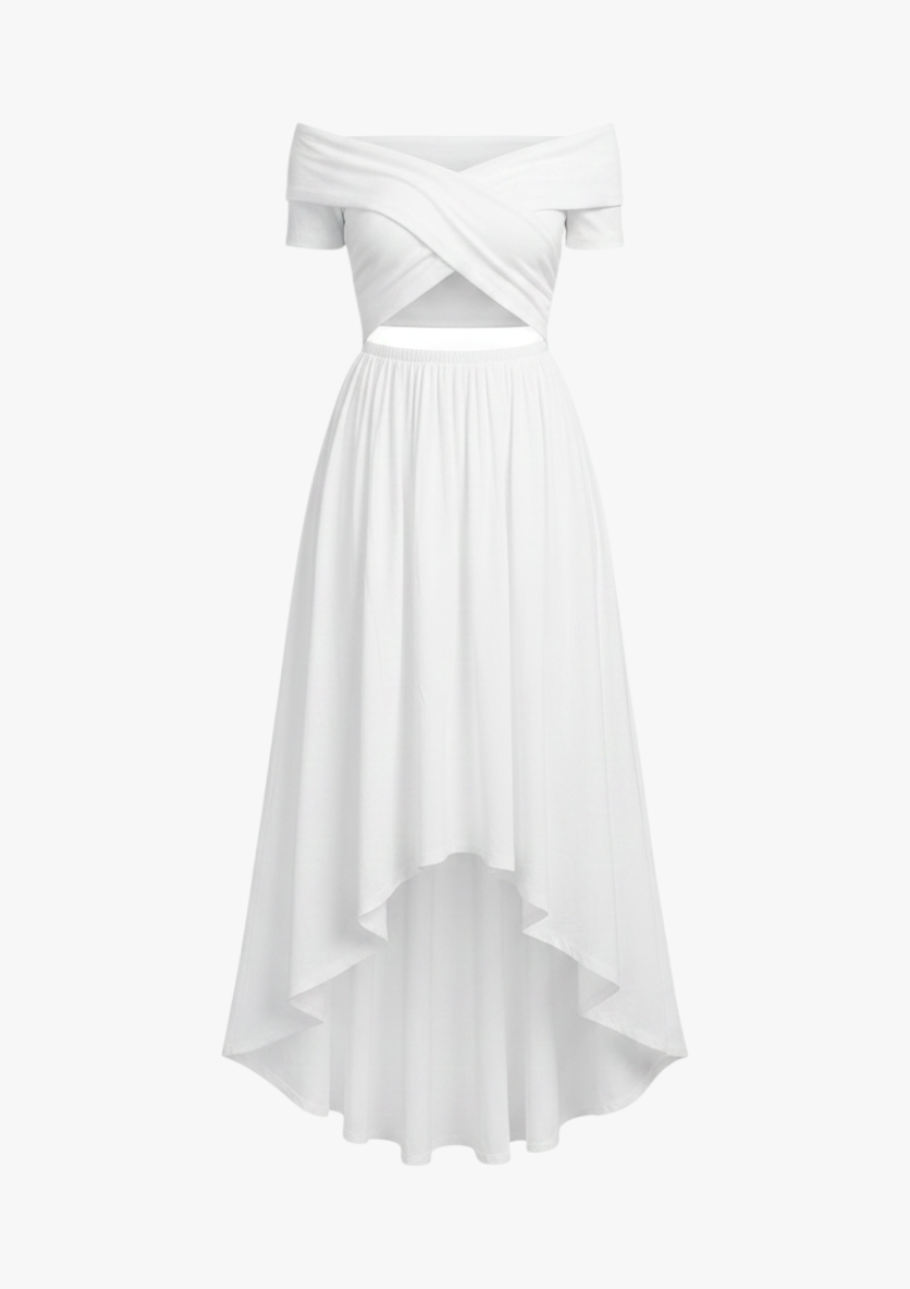 Asymmetrical Hemline Skater Midi Dress
