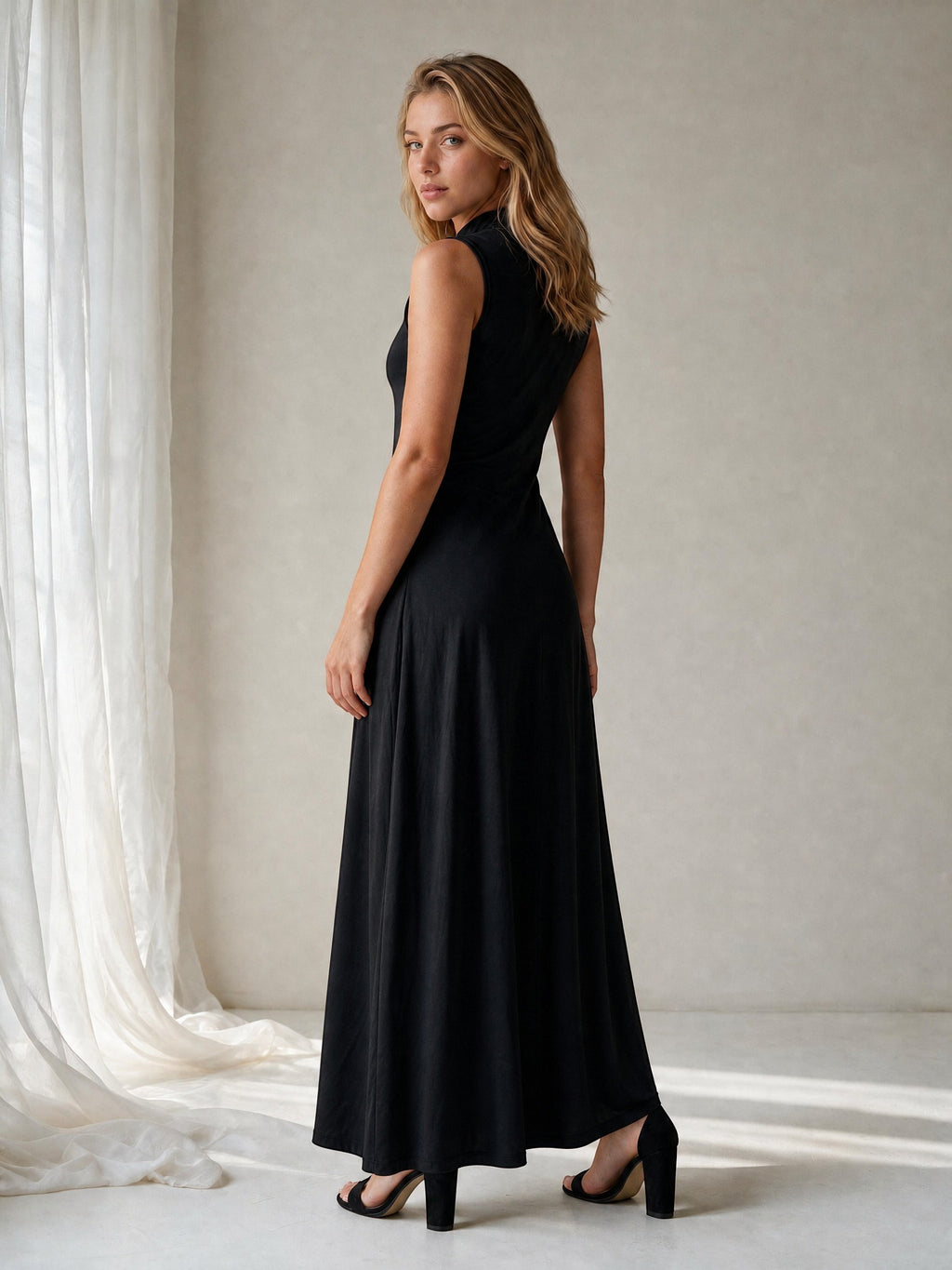 Collared Maxi Dress - Black