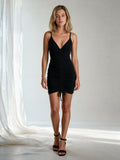 Cotton Jersey Adjustable Drawstring Bodycon Mini Dress - Black