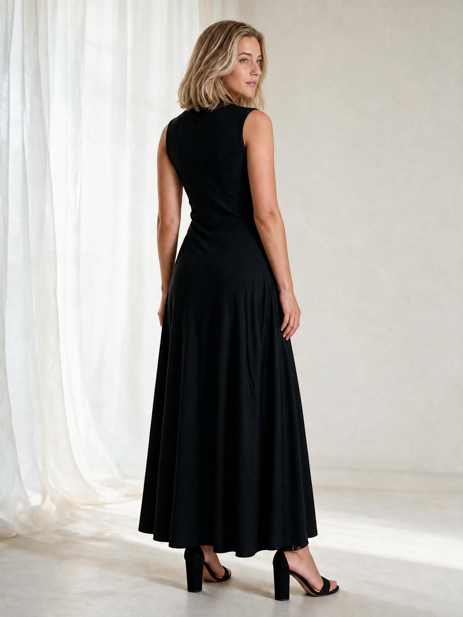 Collared Maxi Dress - Black