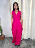 Cotton Jersey Collared Maxi Dress