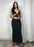 Cotton Jersey Cut-Out Bodycon Maxi Dress - Black