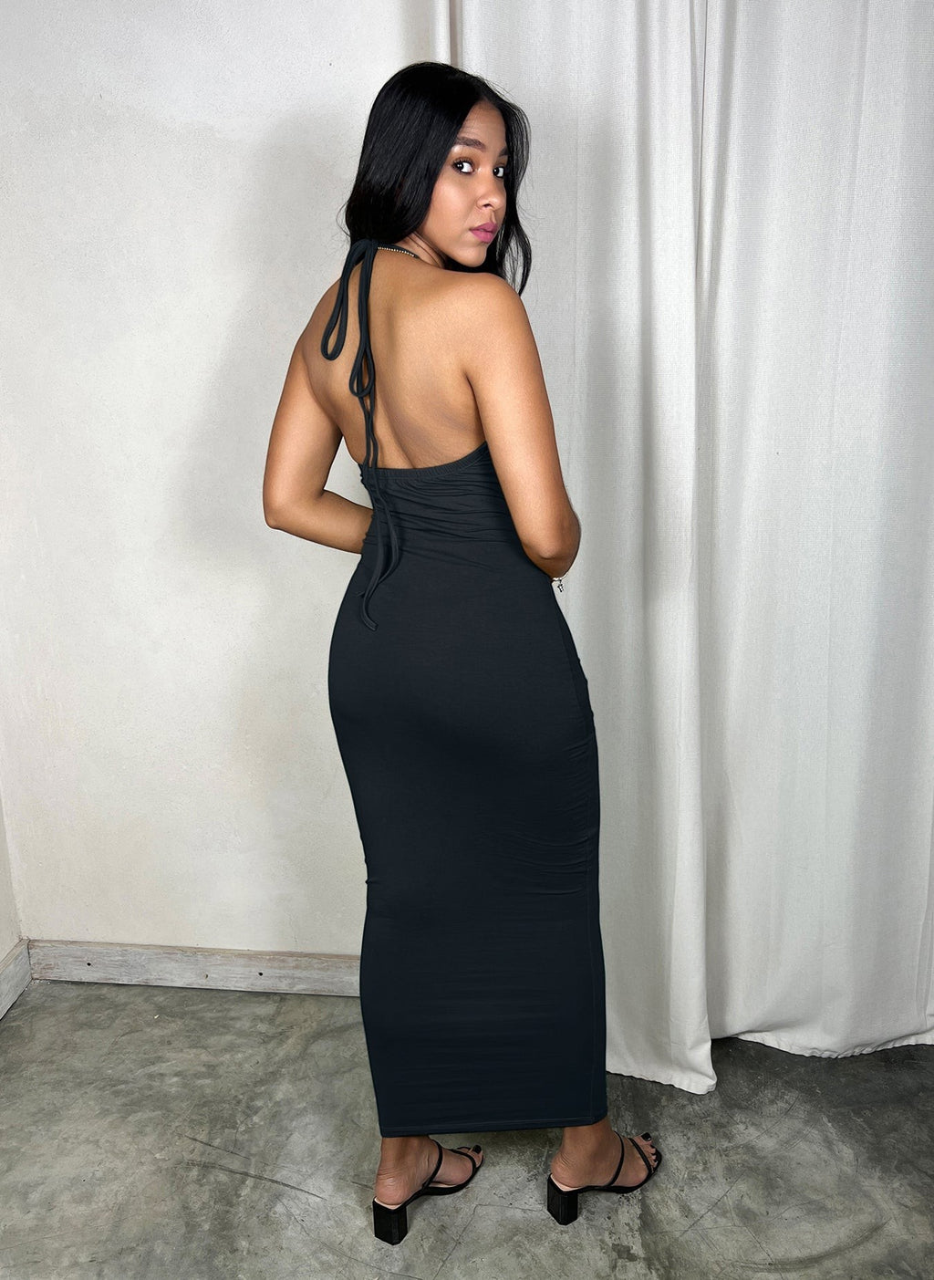 Cotton Jersey Cut-Out Bodycon Maxi Dress - Black