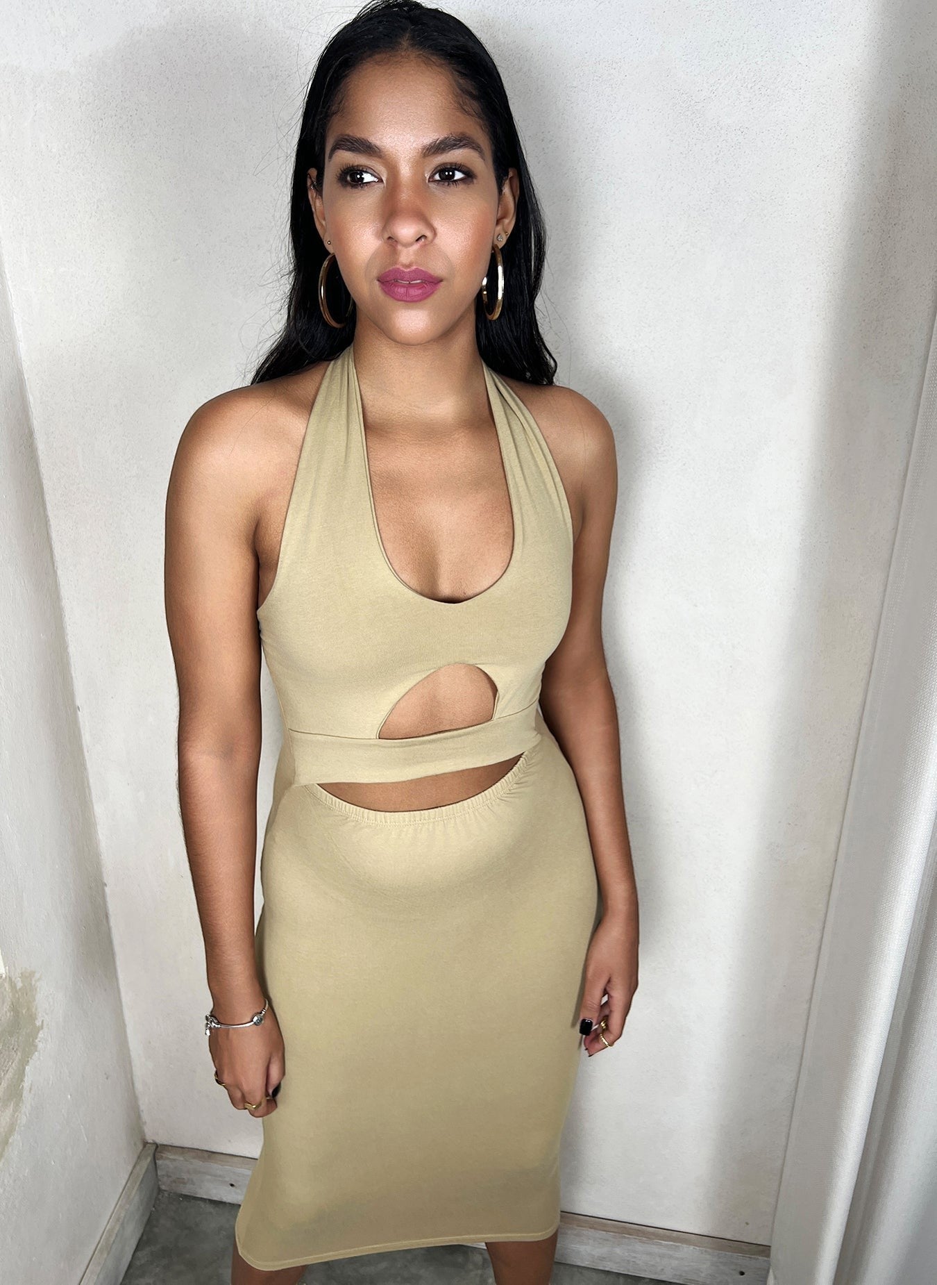 Cut-Out Bodycon Midi Dress