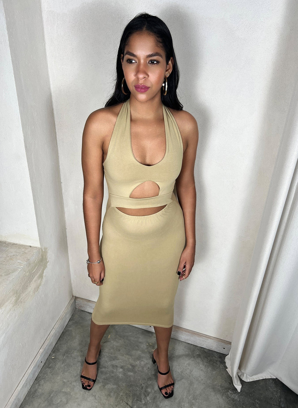 Cut-Out Bodycon Midi Dress