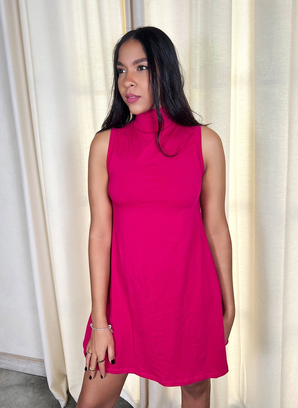 High Neck A-Line Mini Dress