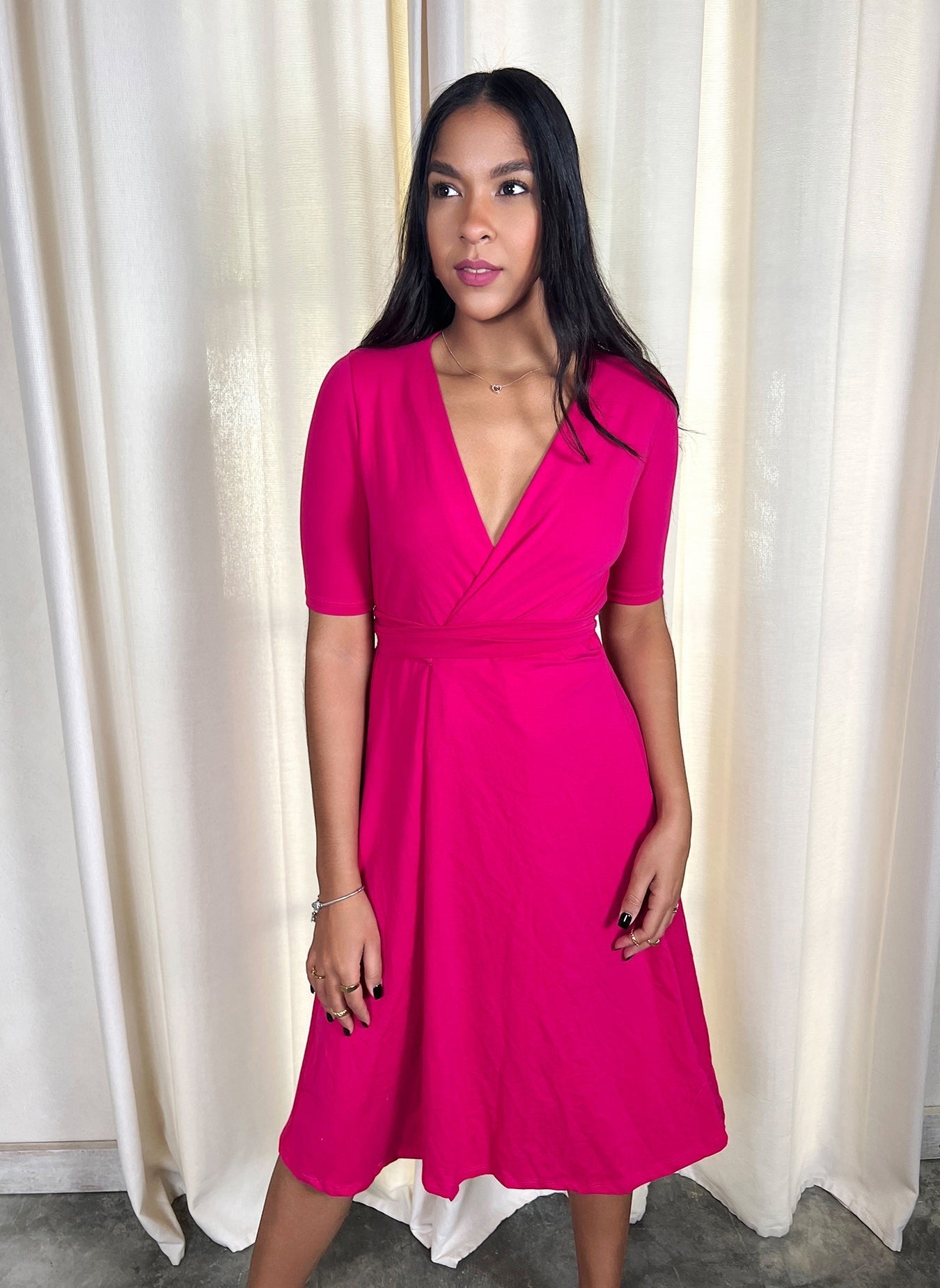 Knee Length Wrap Dress