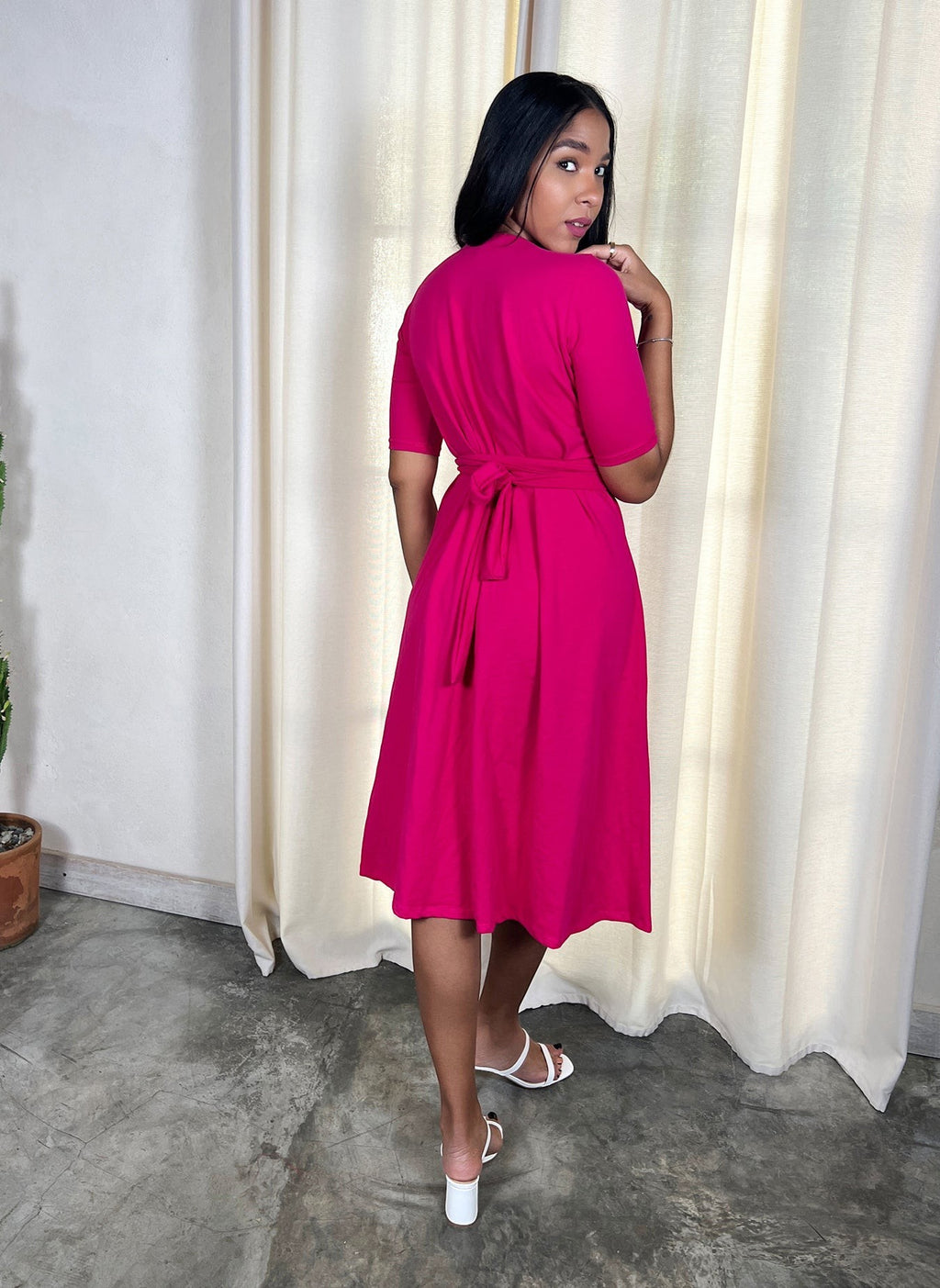 Knee Length Wrap Dress