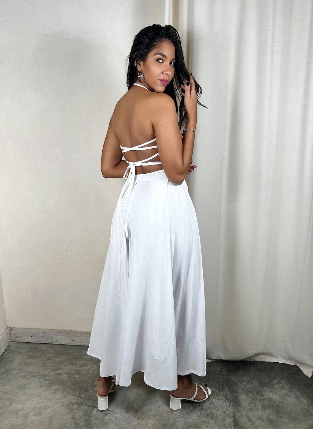Open Back Skater Maxi Dress