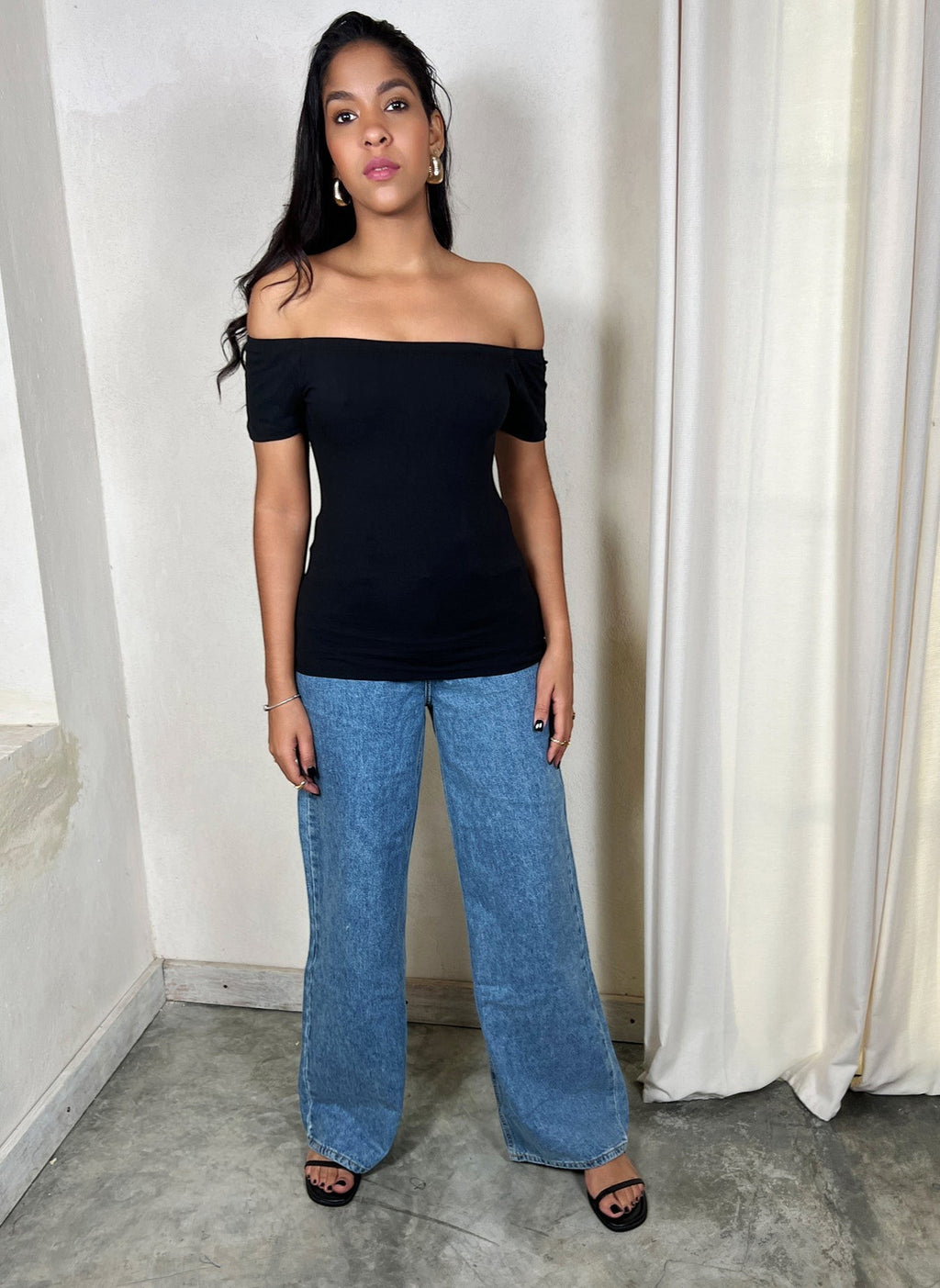 Cotton Jersey Over The Shoulder Hip Length Top