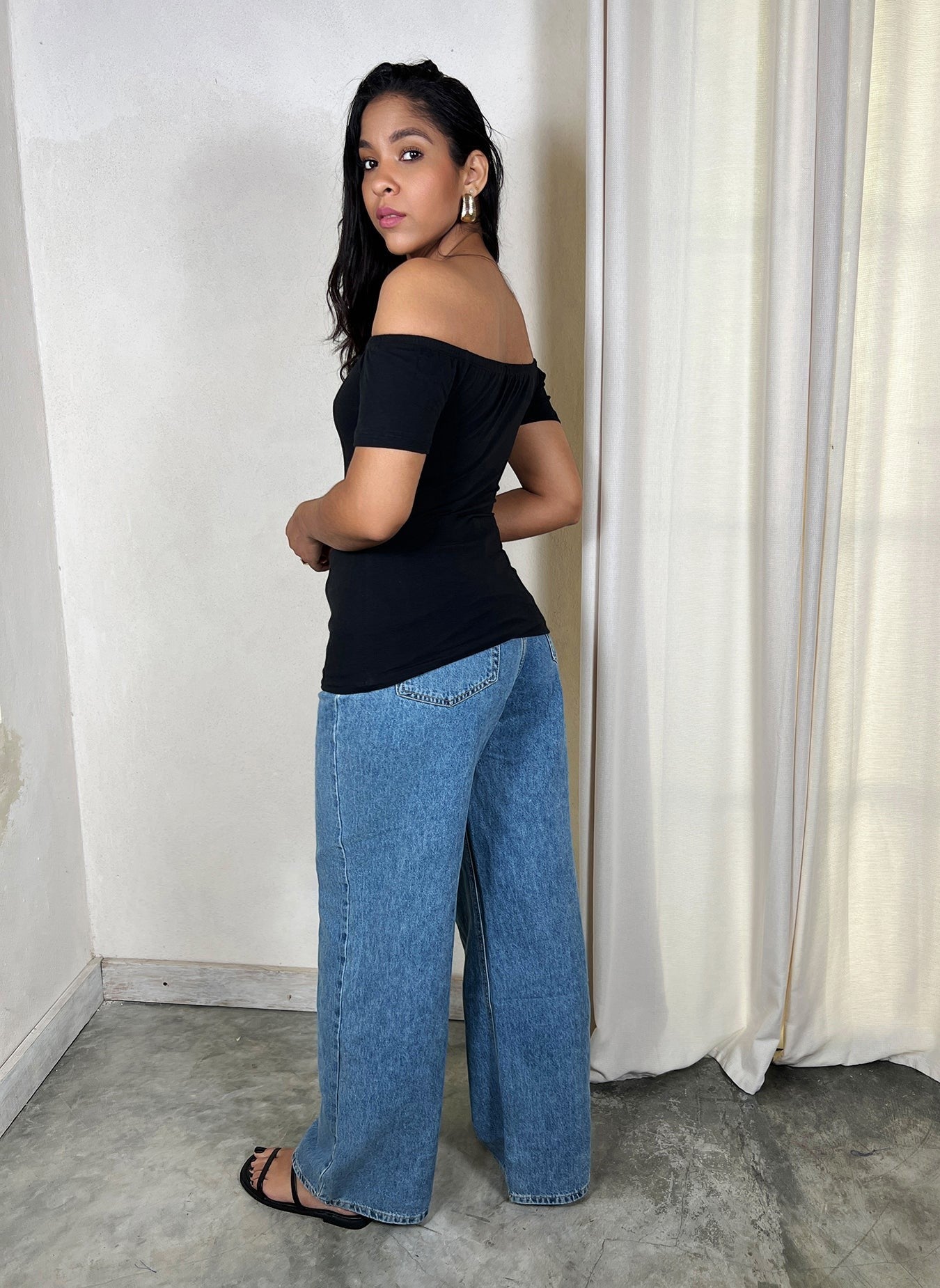 Cotton Jersey Over The Shoulder Hip Length Top
