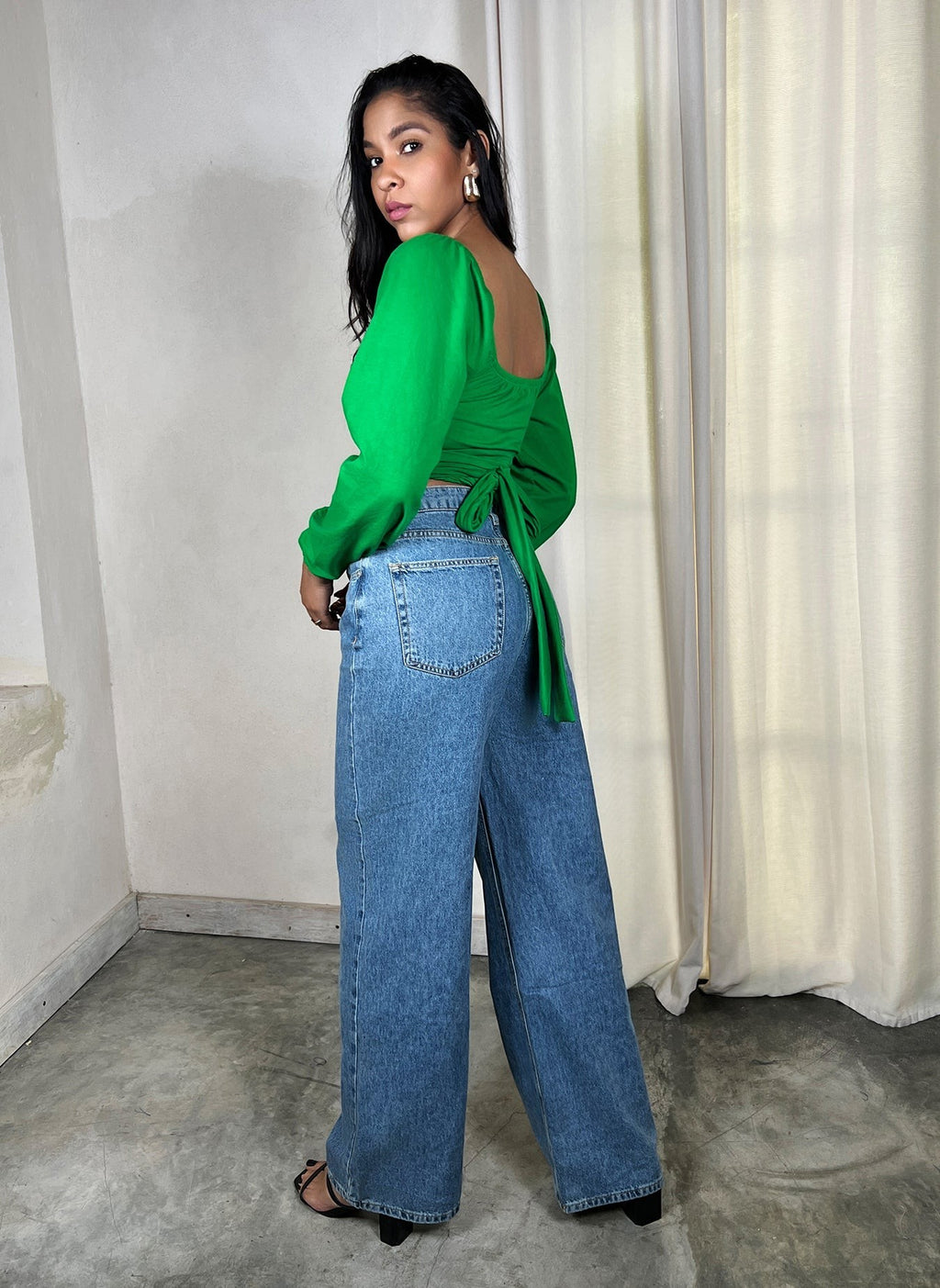 Puff Sleeves Wrap Top