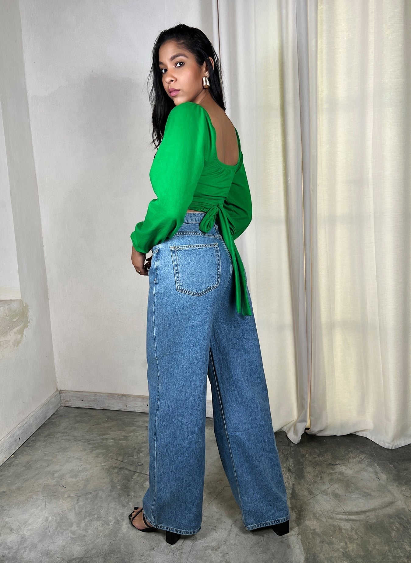 Puff Sleeves Wrap Top