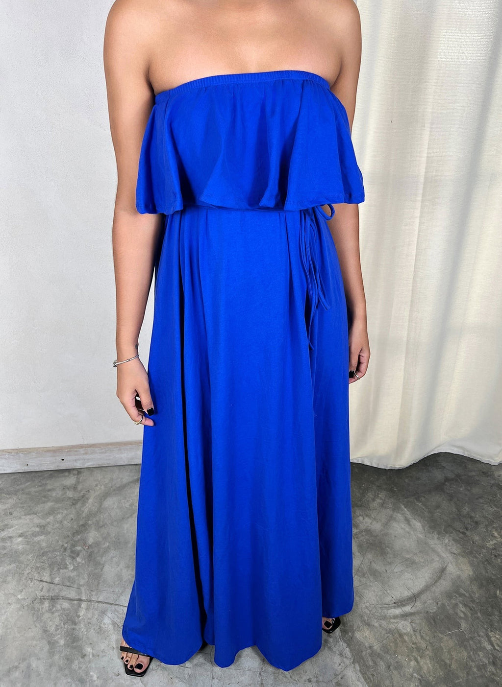 Strapless Ruffled Maxi Dress