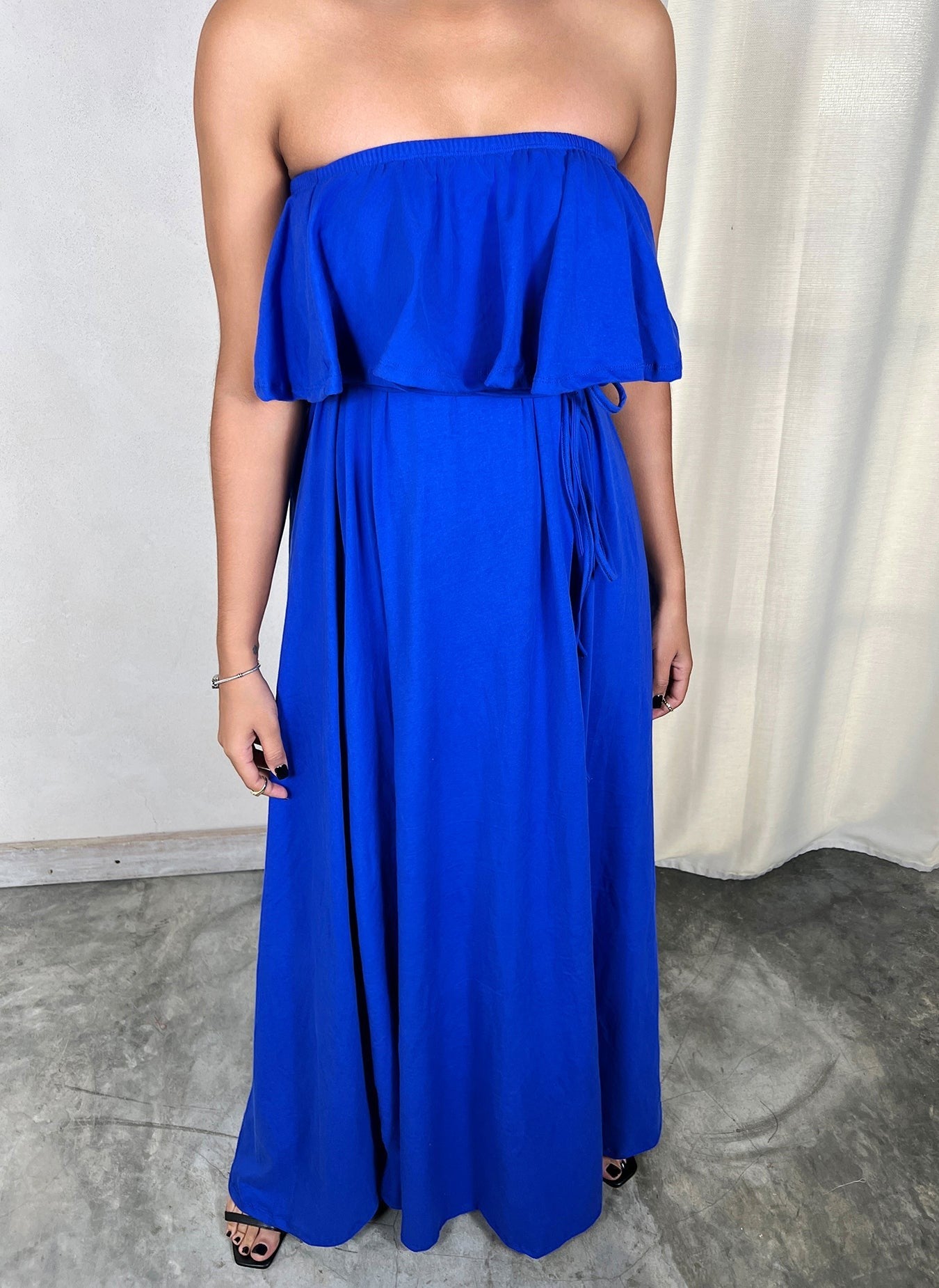 Strapless Ruffled Maxi Dress