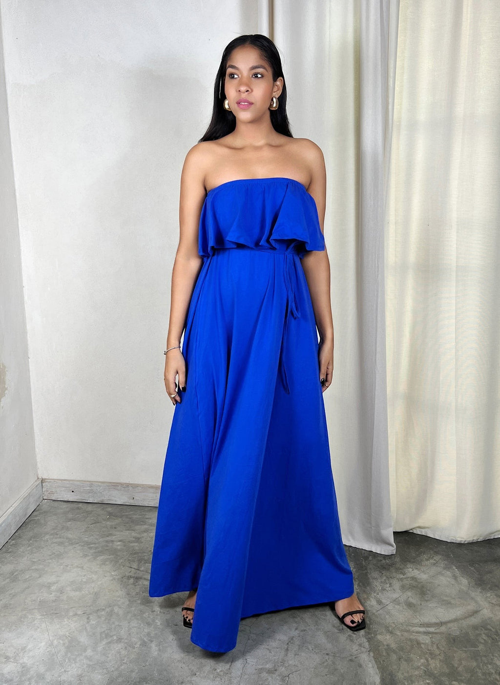 Strapless Ruffled Maxi Dress