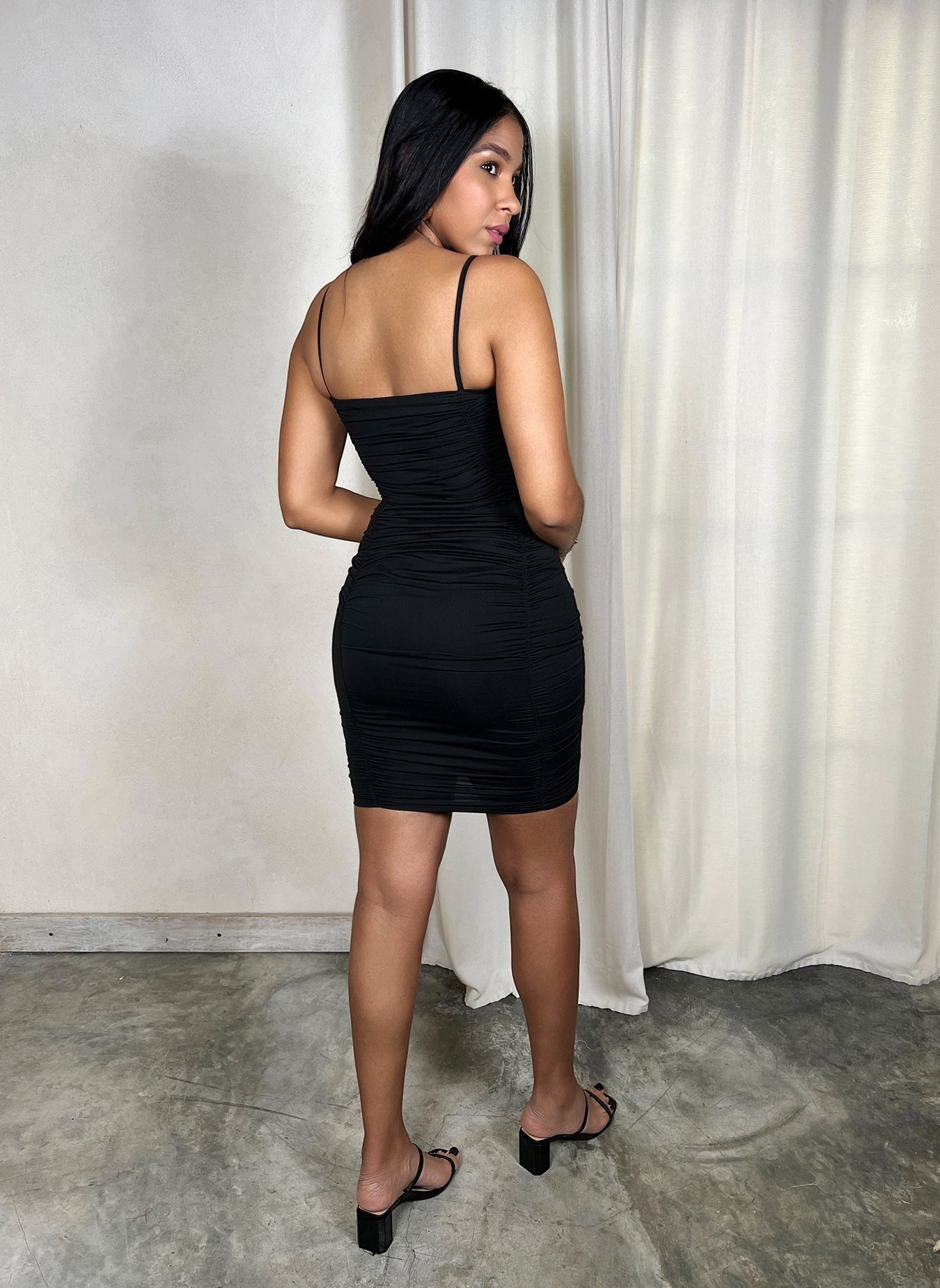 Strappy Ruched Bodycon Mini Dress