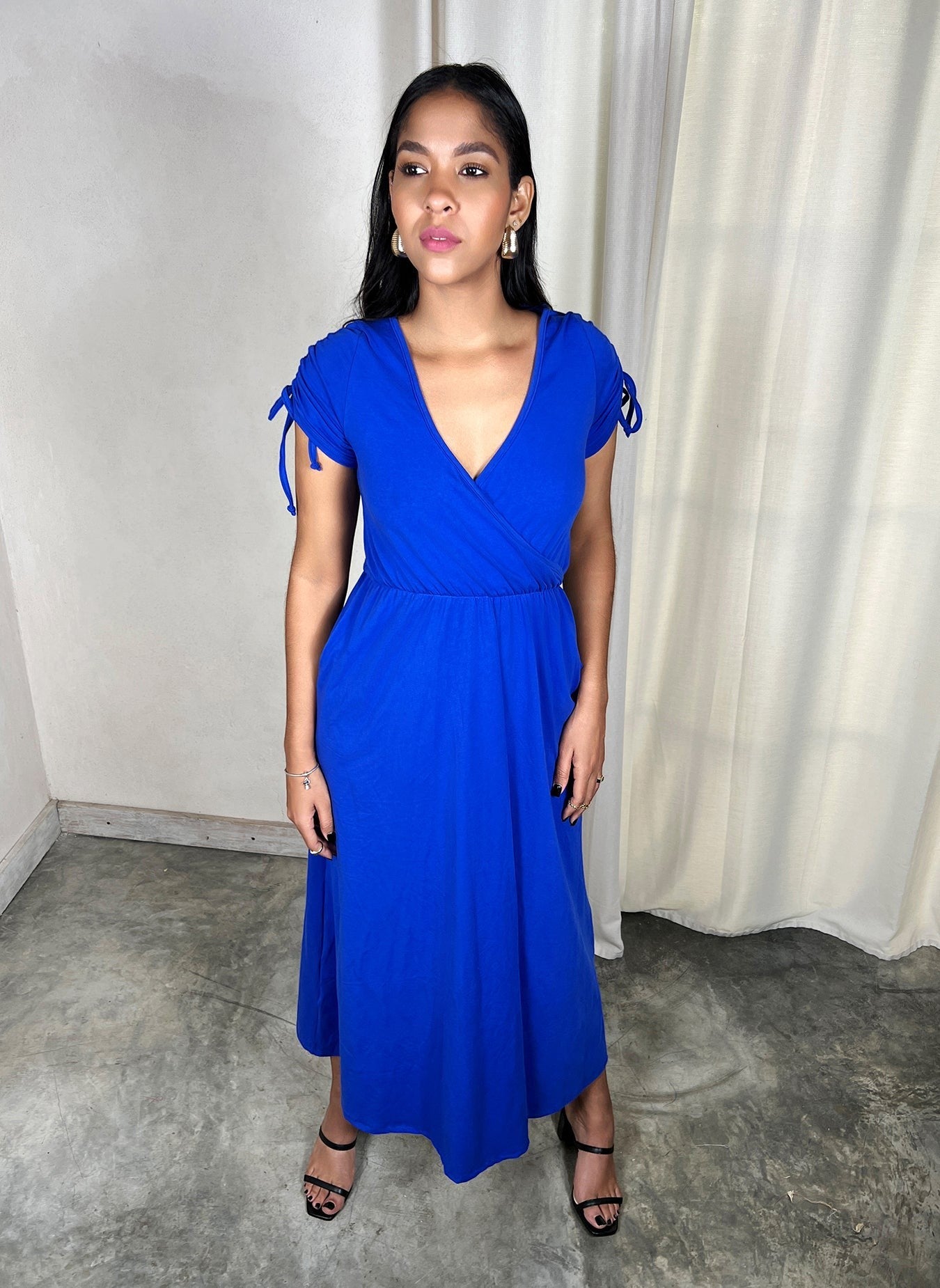 Surplice Maxi Dress w. Pockets