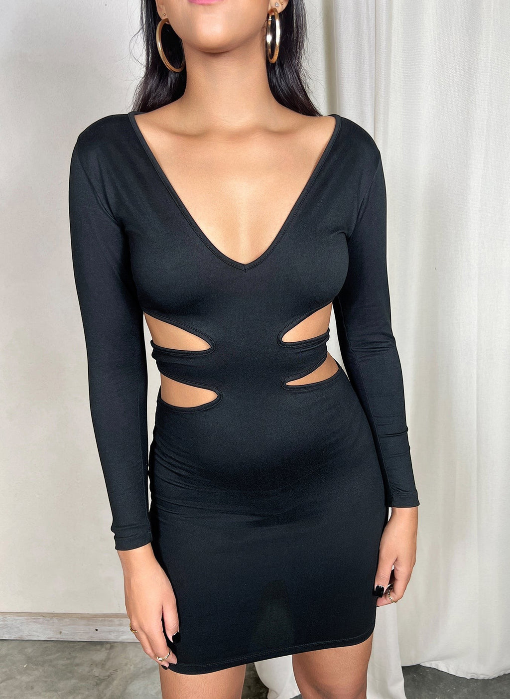 V-Neck Cut-Out Bodycon Mini Dress