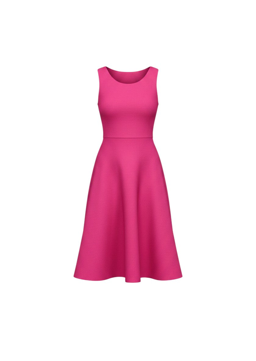 cottonandlily pink sleeveless A-line knee-length tank dress in soft cotton jersey blend